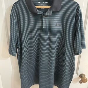 Under Armour Men's Striped Polo Shirt - Black, Blue and Gray